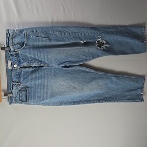 LOFT Light Blue Denim High-Rise Distressed Jeans Sz 32/14